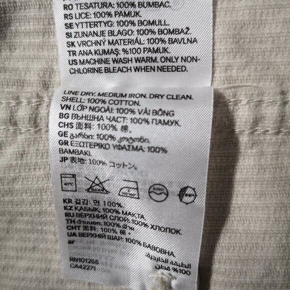 H&M Men's Size Medium Full Zip Beige 100% Cotton Corduroy Jacket - Picture 6 of 9